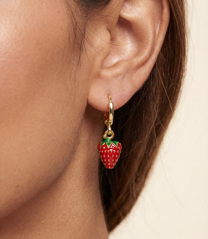 Strawberry Huggie Earrings
