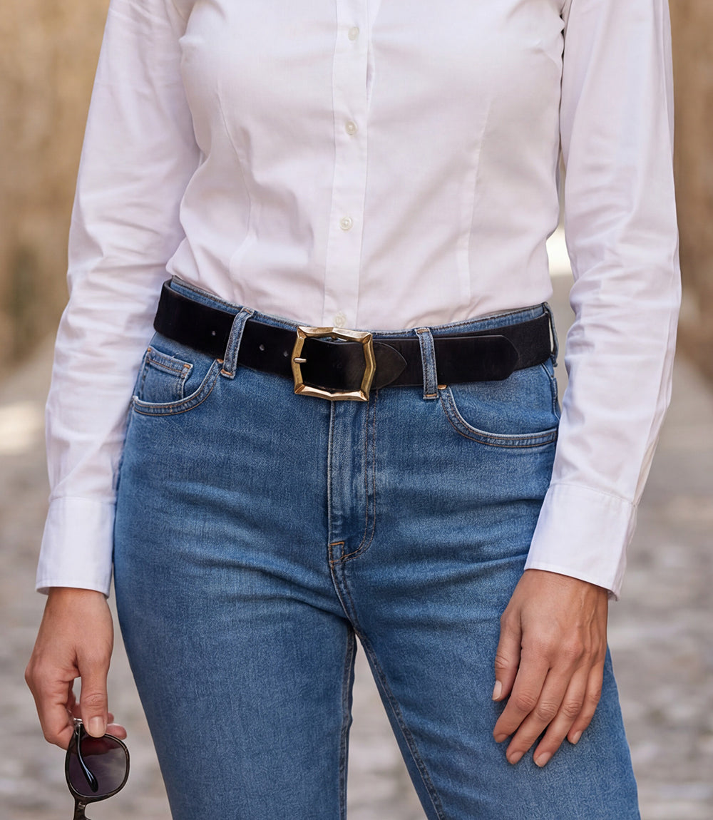 Streets Ahead Calf Hair Antique Buckle Belt
