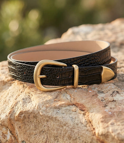Streets Ahead Crocodile Leather Buckle Belt