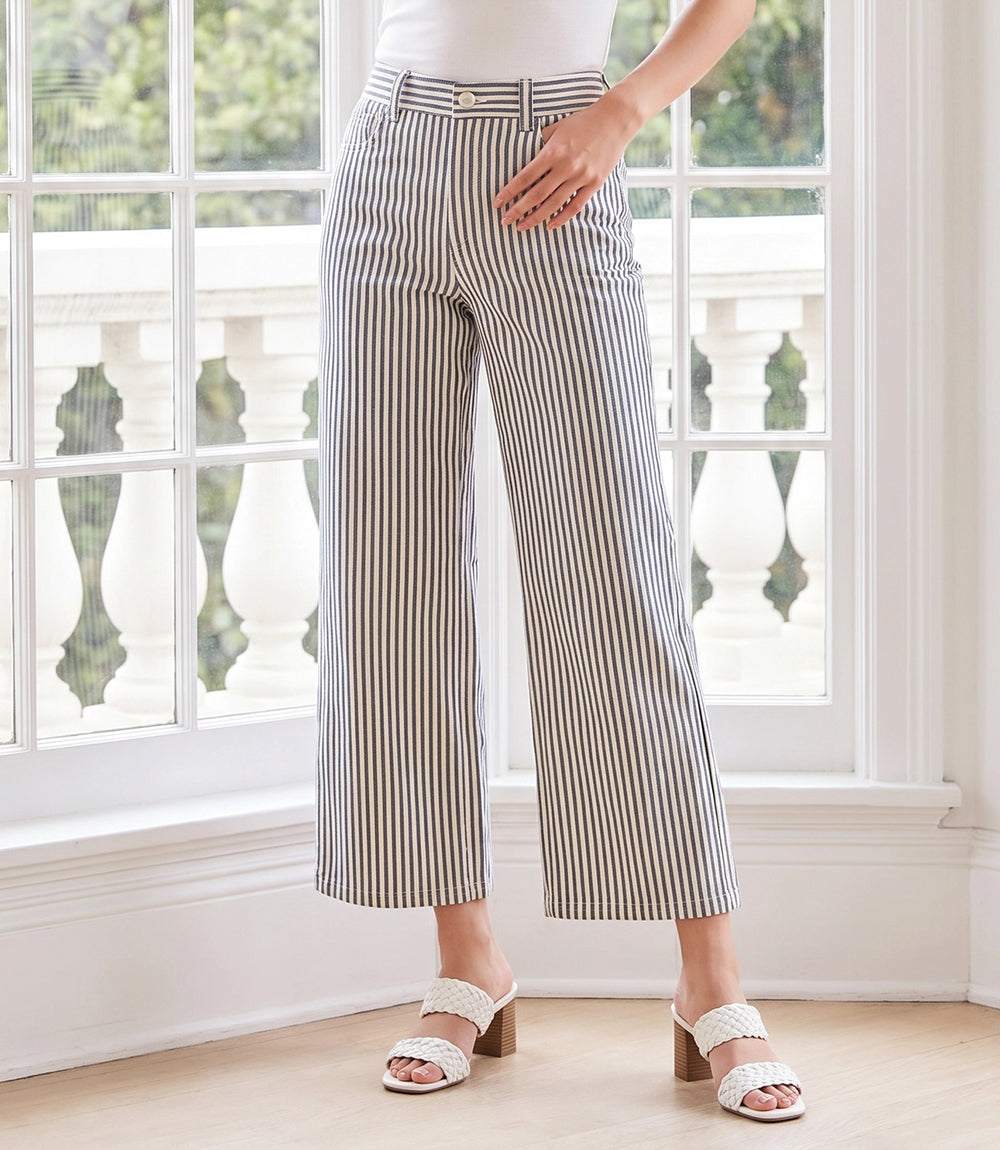 Stripe Cropped Jeans