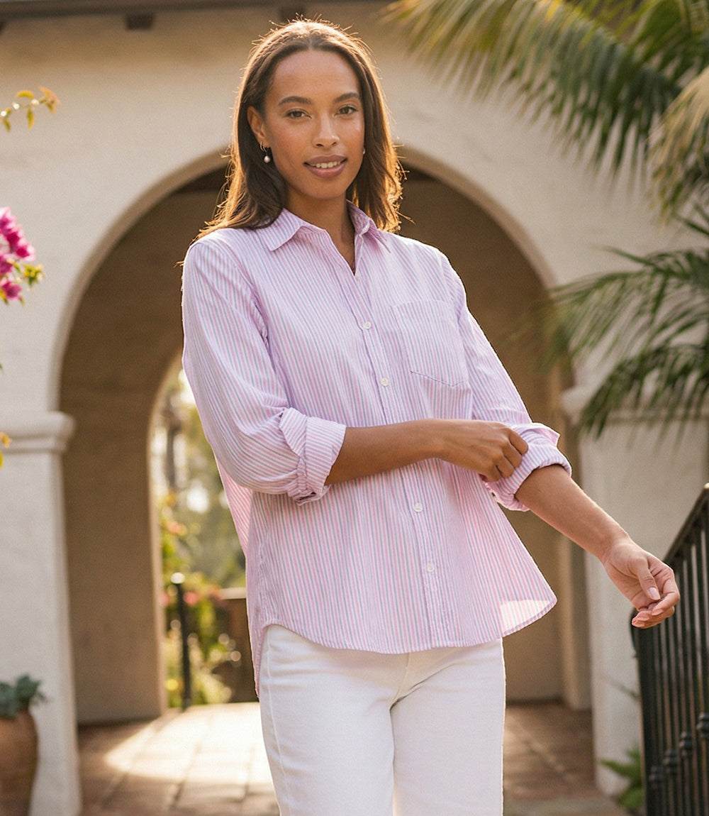 Stripe Long Sleeve Button-Up Shirt