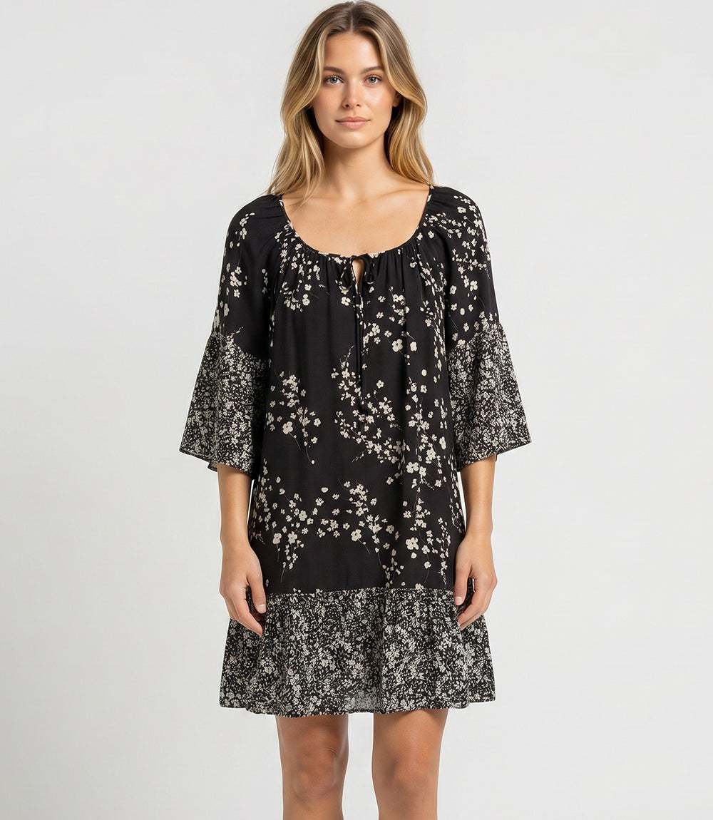 Contrast Ruffle Hem Dress
