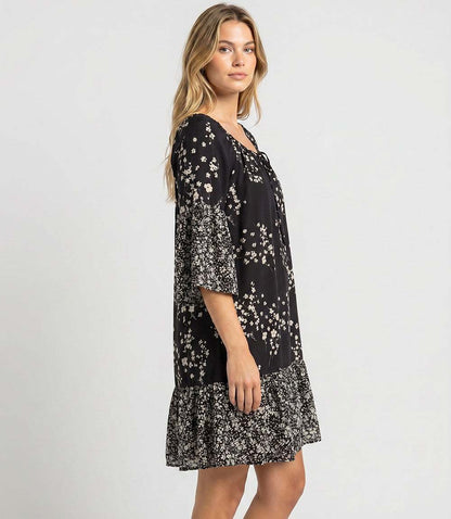 Contrast Ruffle Hem Dress