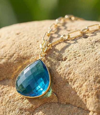Teal Quartz Pendant Necklace