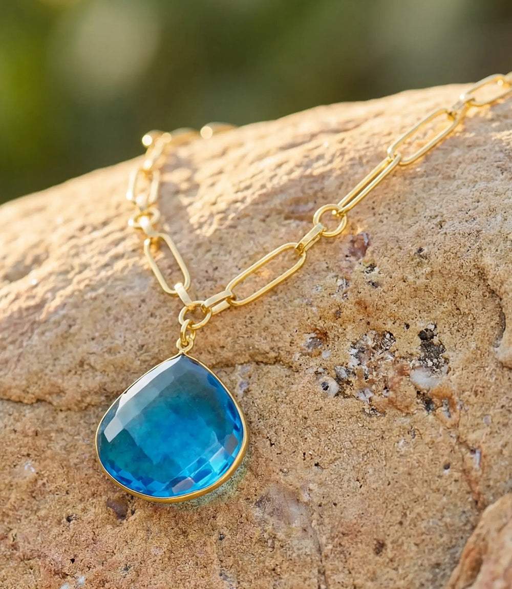 Teal Quartz Pendant Necklace