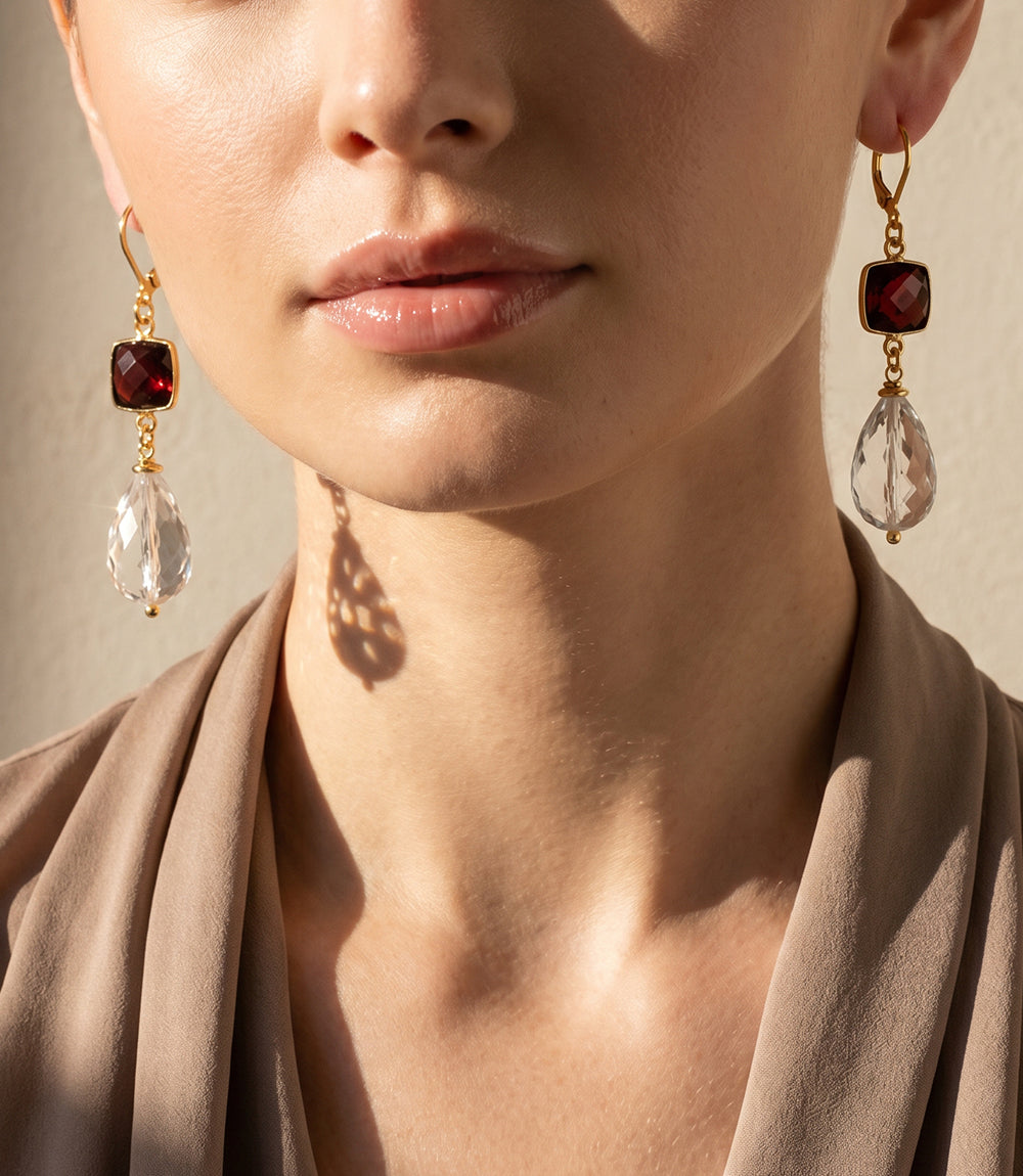 Tigers Eye And Crystal Earrings