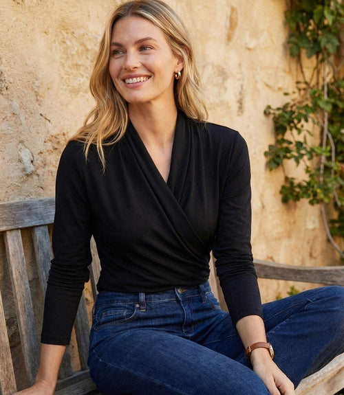 Travel Jersey Drape Front Crossover Top