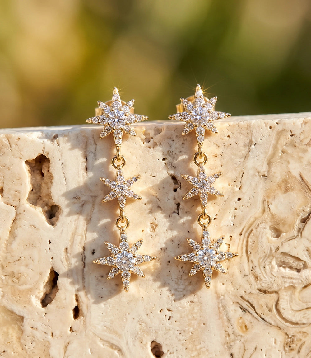 Triple Star Earrings