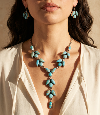 Turquoise Teardrop Cluster Set