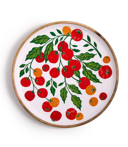 Wooden Enamel Tomato Print Trays, Set Of 2