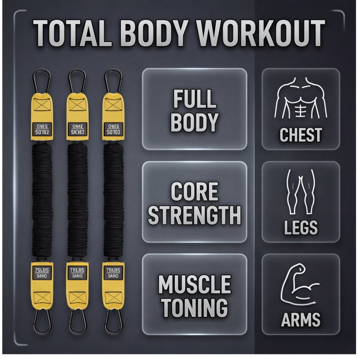 225LBS Heavy Duty Resistance Band Set with Handles – Portable Home Gym Workout Equipment for Full Body Training