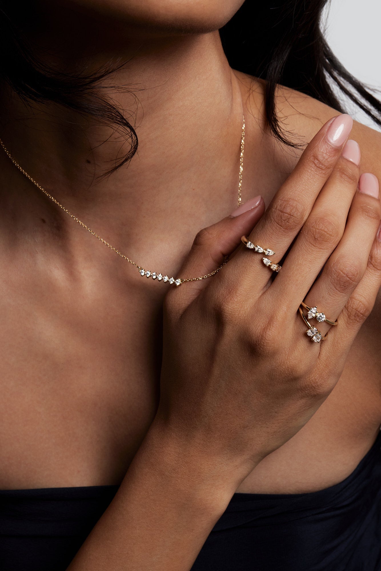 Pear and Oval Diamond Toi Et Moi Ring | 18K White Gold