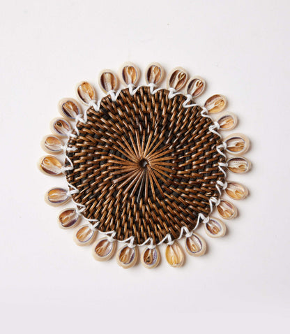 Rattan Seashell Coasters, Set of 4