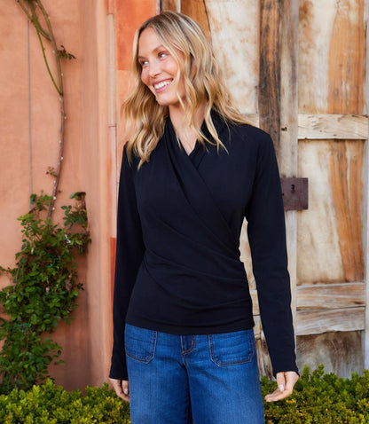 Travel Jersey Drape Front Crossover Top