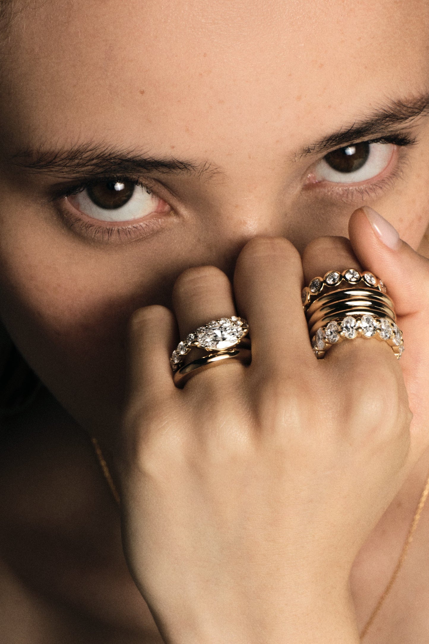 Oval Diamond Half Band | Gold