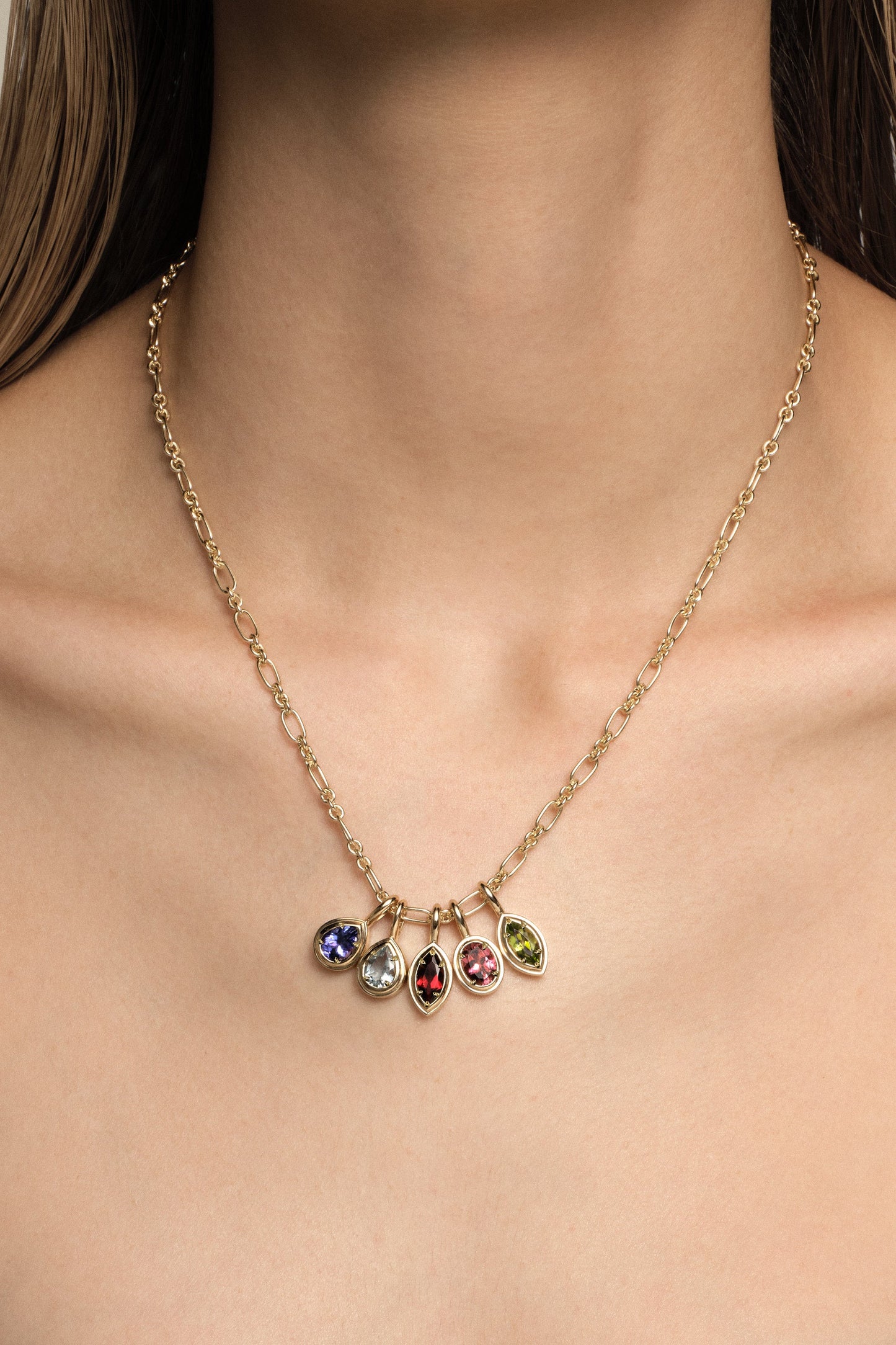 Roma Pear Gemstone Pendant | White Gold