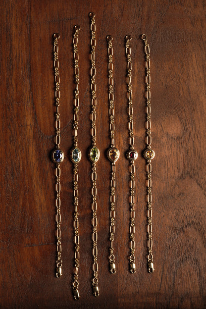Roma Oval Gemstone Bracelet | White Gold