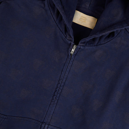 Monogram Zip Hoodie | Navy