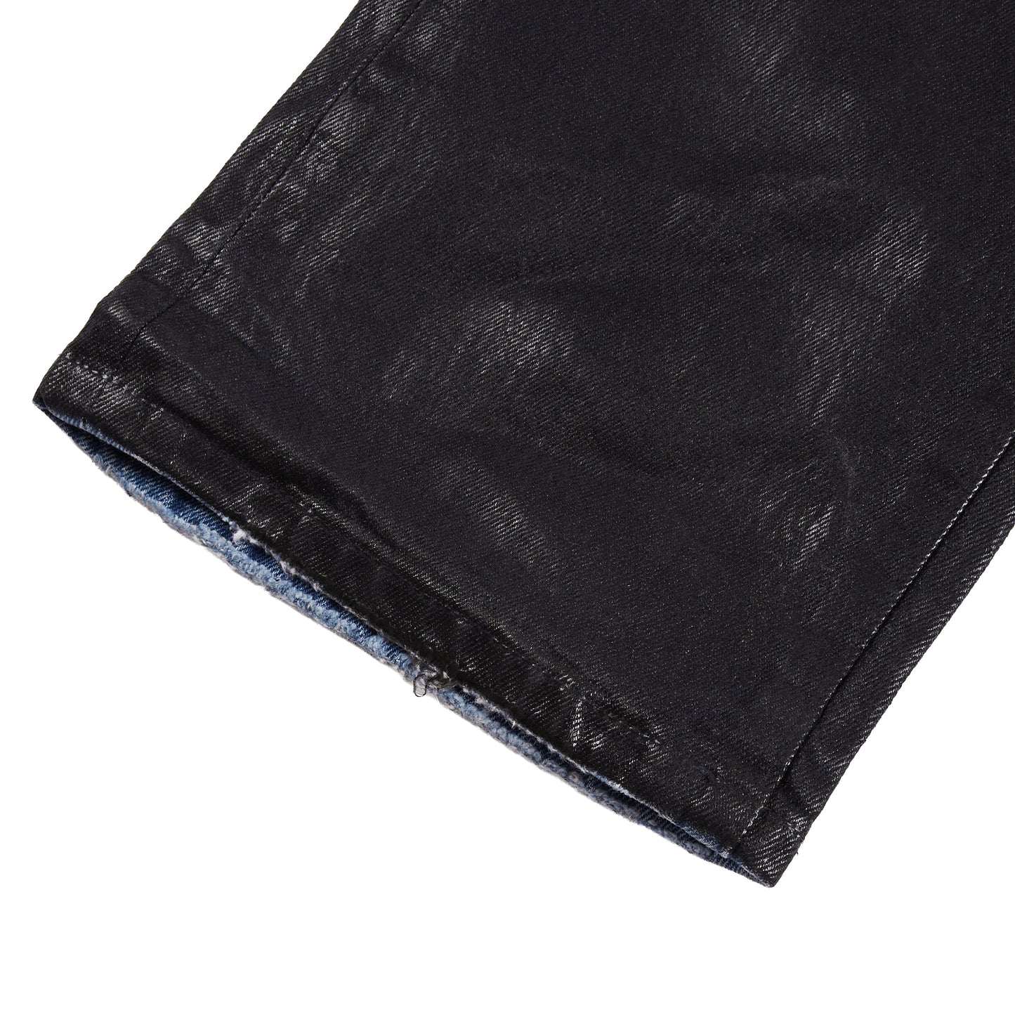 Coated Indigo Flared Denim