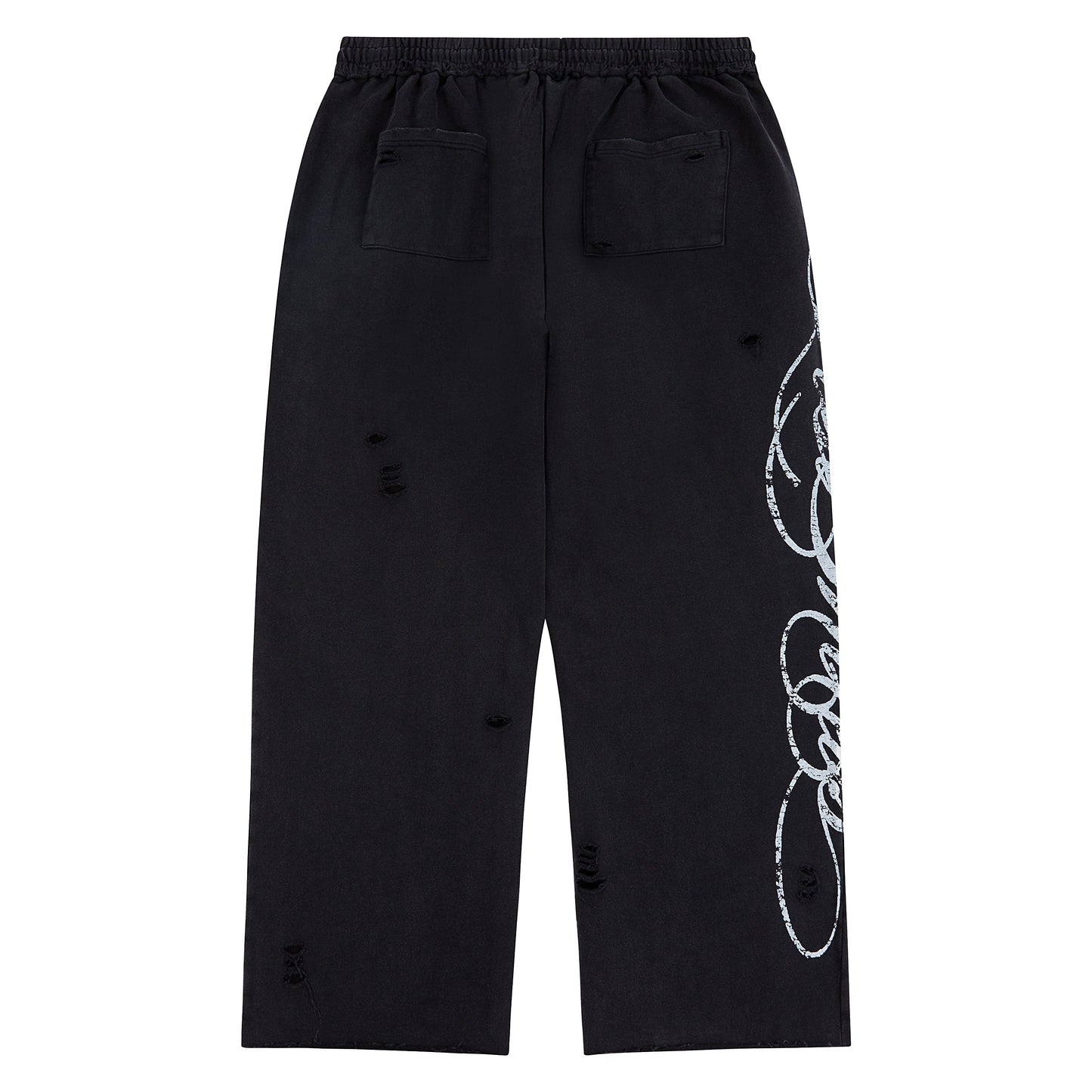 Distressed Script Sweatpant | Black