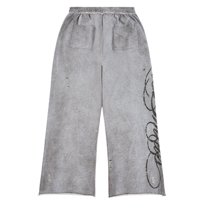Distressed Script Sweatpant | Grey