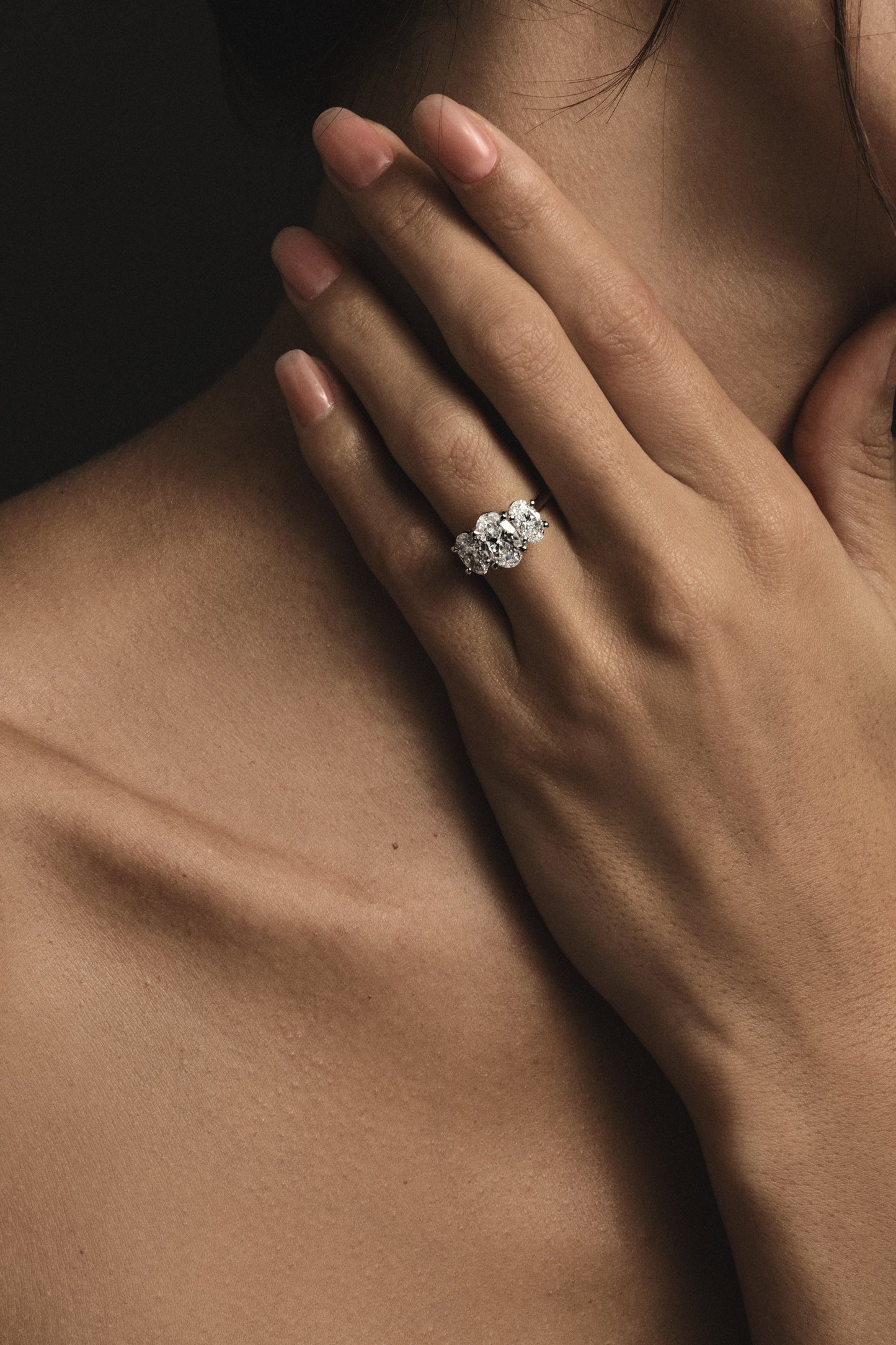 Oval Trilogy Diamond Ring | Traditional Band