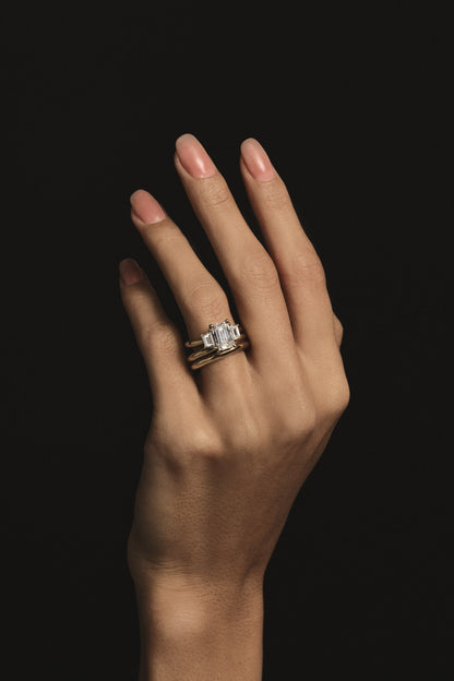 Emerald Trilogy Diamond Ring | Traditional Band