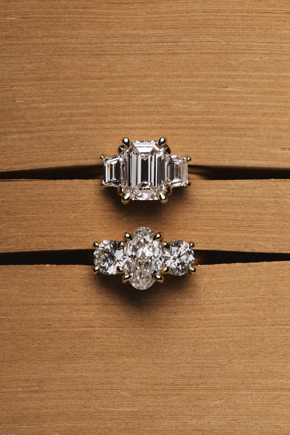 Emerald Trilogy Diamond Ring | Traditional Band