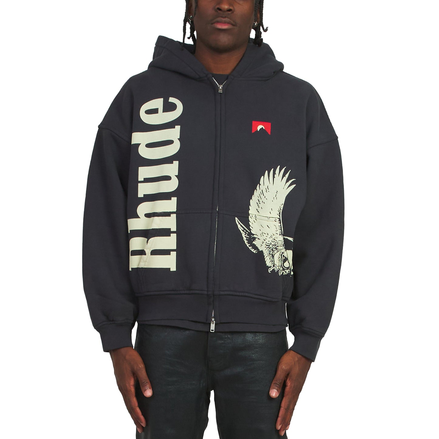 Eagle Pass Zip-Up Hoodie | Vintage Black/White