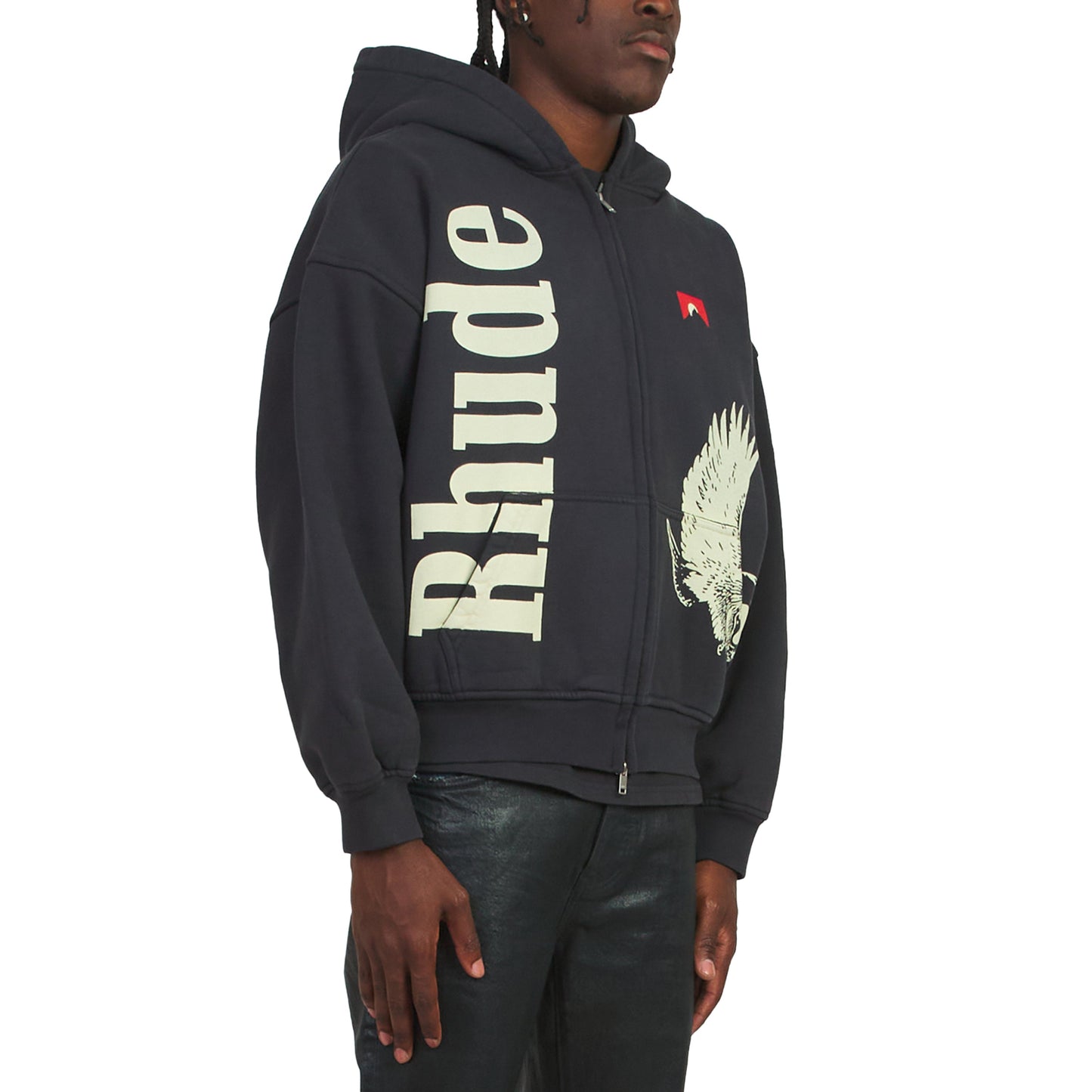 Eagle Pass Zip-Up Hoodie | Vintage Black/White