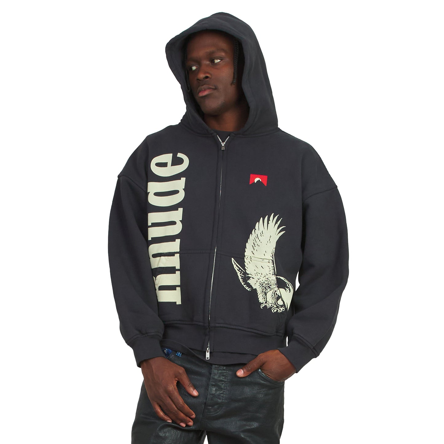 Eagle Pass Zip-Up Hoodie | Vintage Black/White