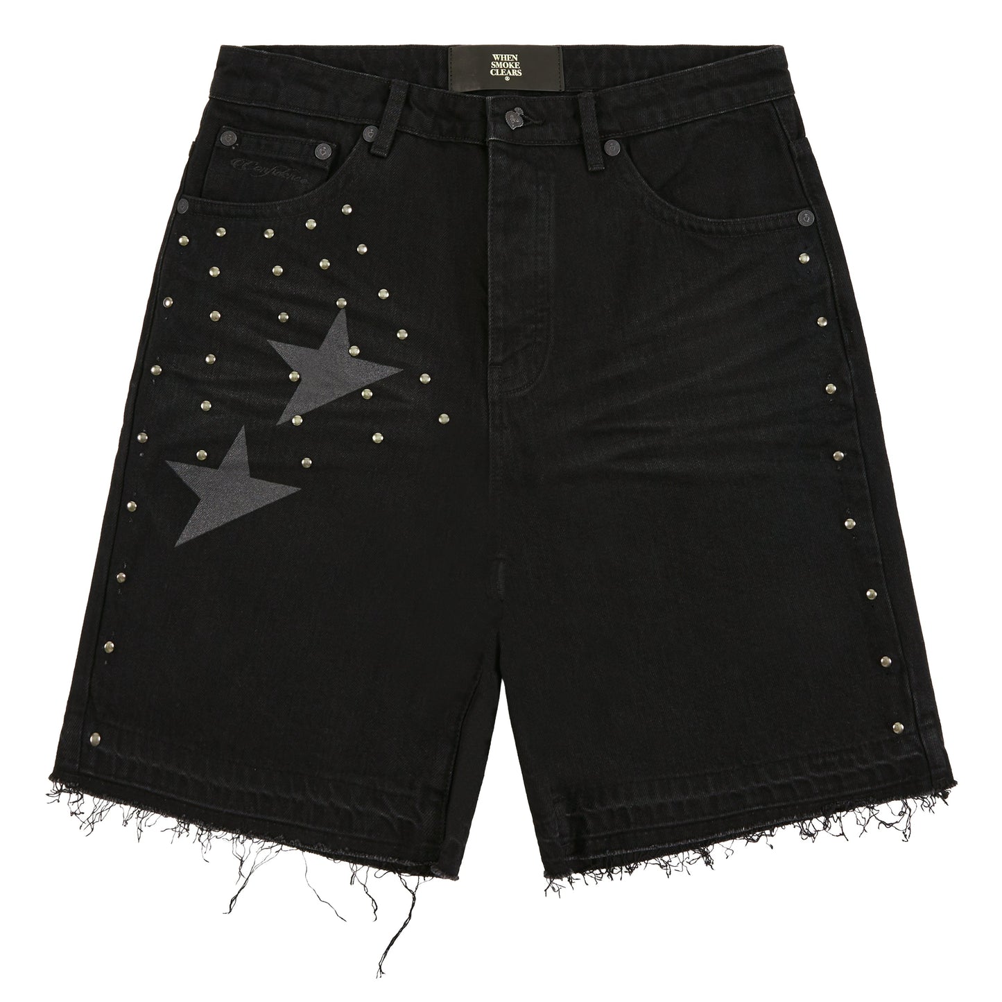 Half Star Denim Short | Black/Animal Print