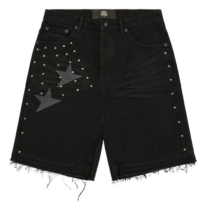 Half Star Denim Short | Black/Animal Print