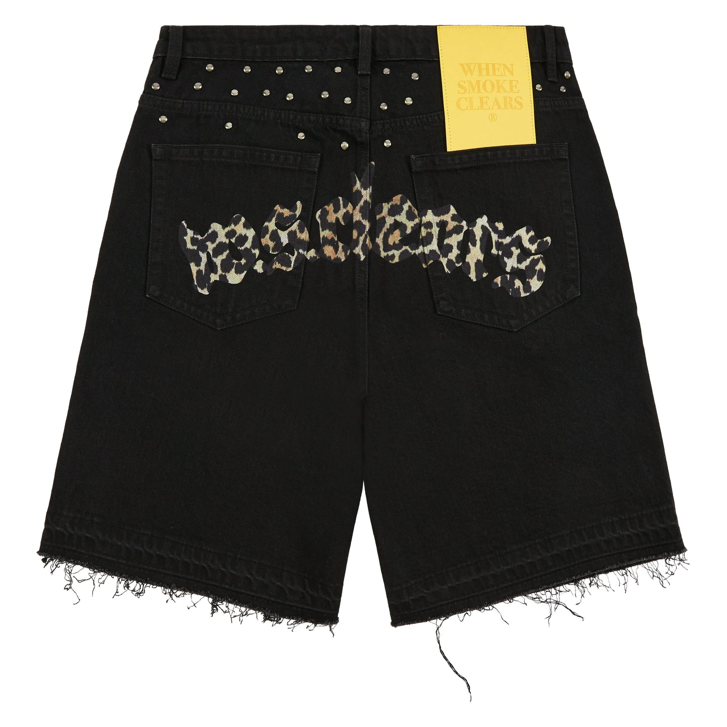 Half Star Denim Short | Black/Animal Print