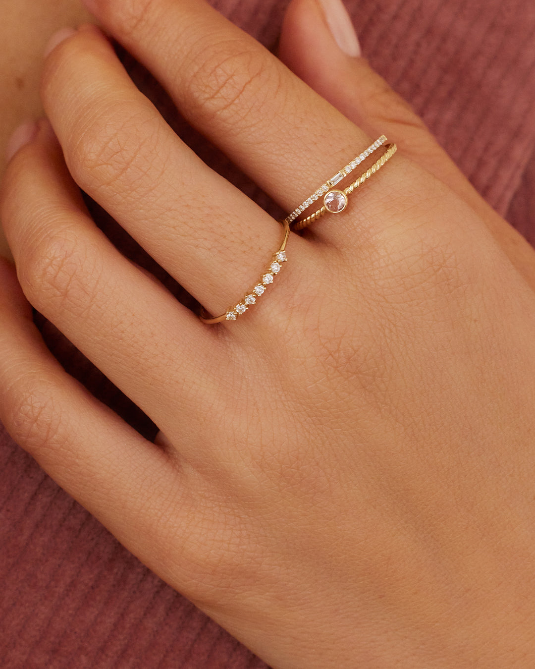 14K Diamond Row Ring