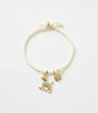 Pavé Dog And Paw Cord Bracelet
