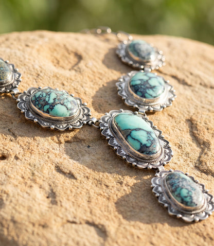 Rare New Lander Turquoise Lariat Necklace