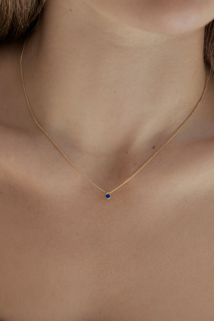 Mini Sapphire Necklace | 9K Gold
