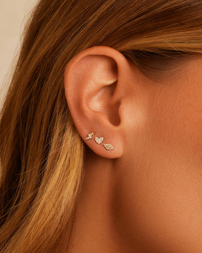 14K Diamond Pavé Heart Studs