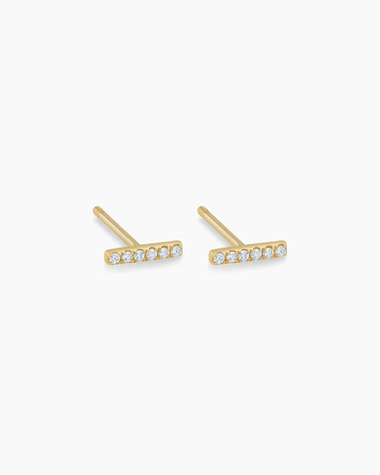 14K Diamond Bar Studs