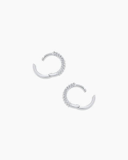 14K White Gold Diamond Pavé Huggies