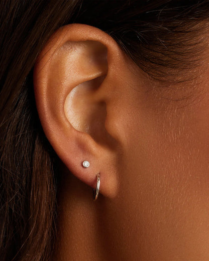 14K White Gold Classic Huggies