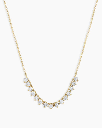 14K Diamond Cluster Row Necklace