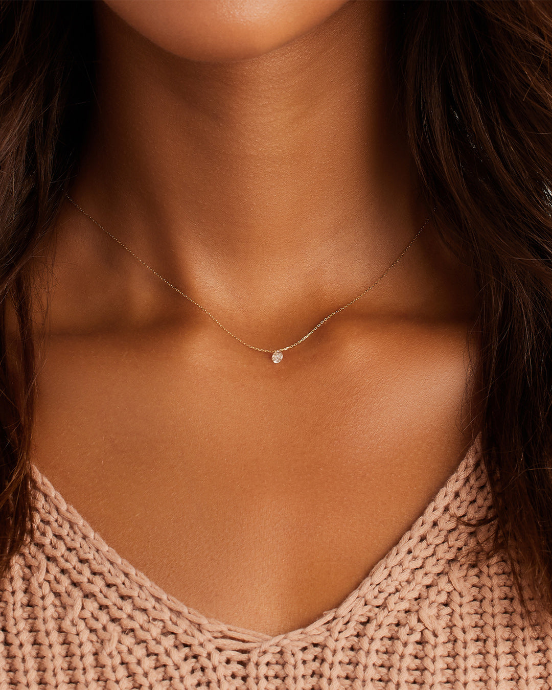 18K Floating Diamond Statement Necklace