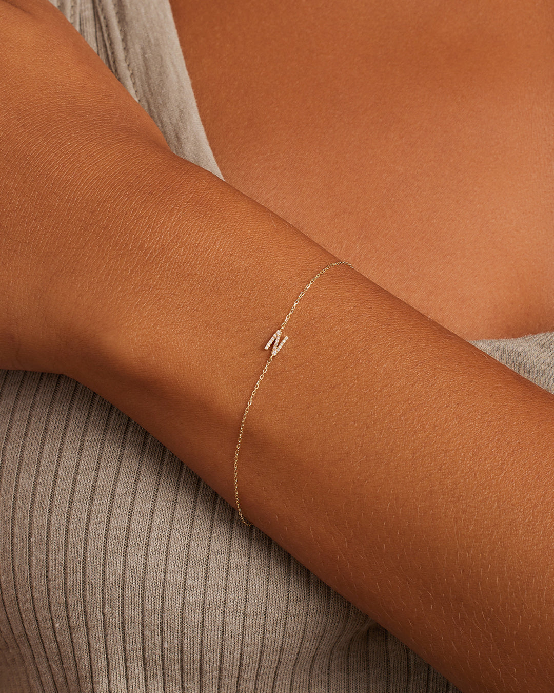 14K Diamond Pavé Alphabet Bracelet