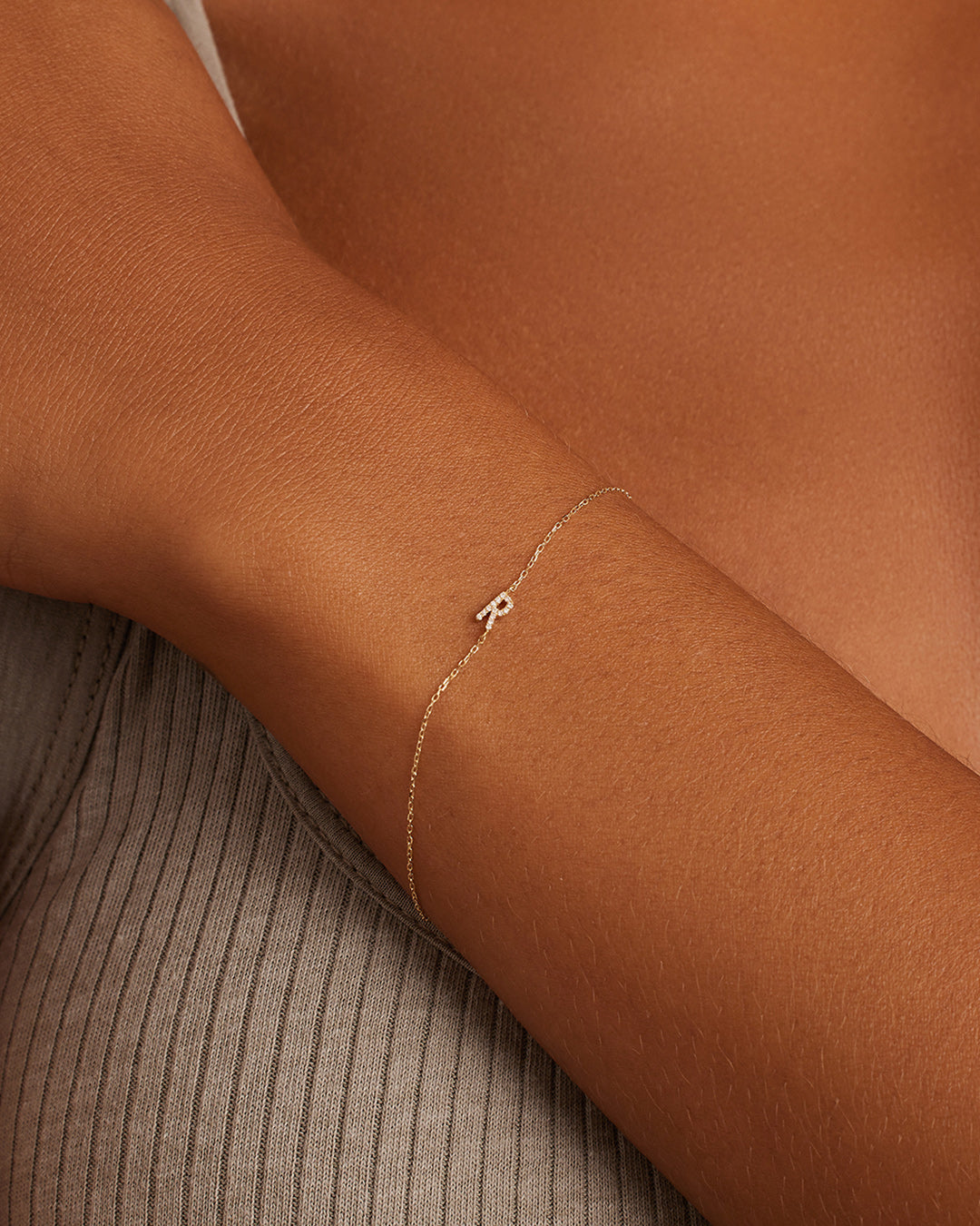14K Diamond Pavé Alphabet Bracelet