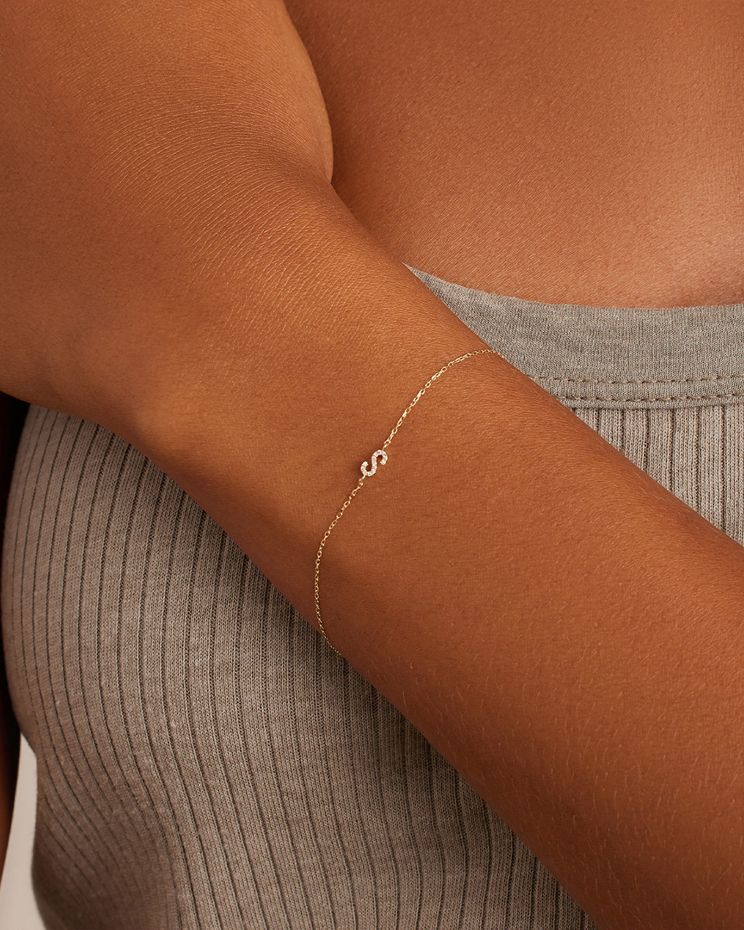 14K Diamond Pavé Alphabet Bracelet