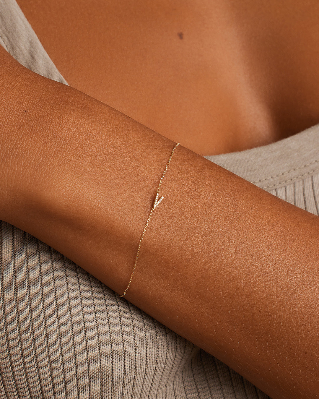 14K Diamond Pavé Alphabet Bracelet