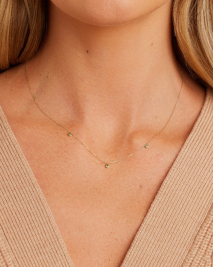 14K Gold Classic Emerald Trio Necklace