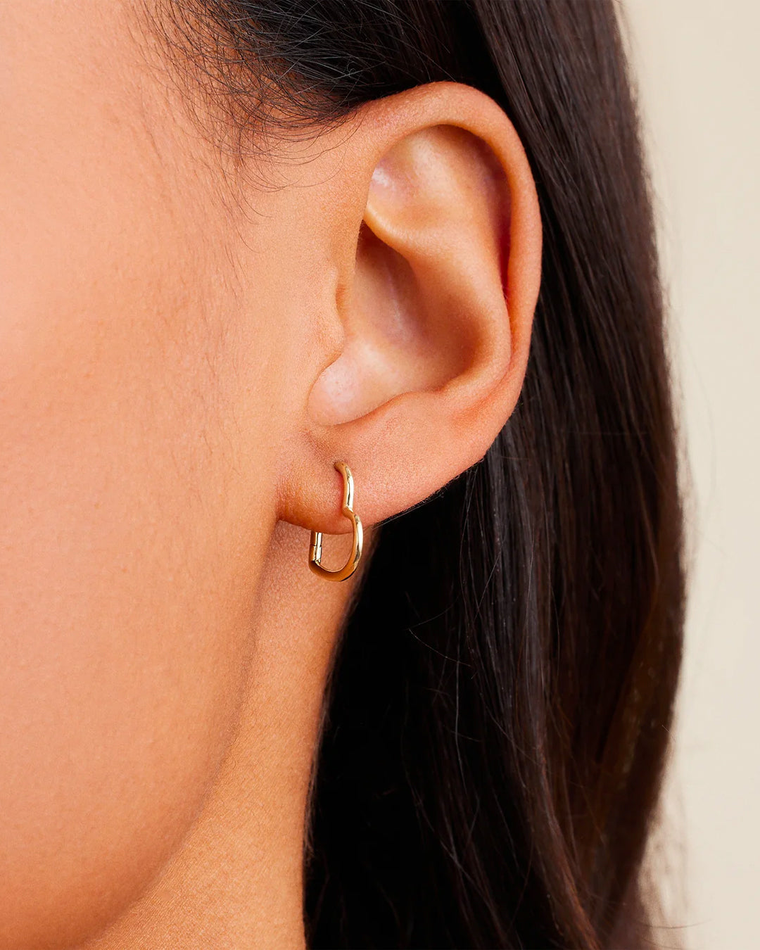 14K Gold Open Heart Huggies